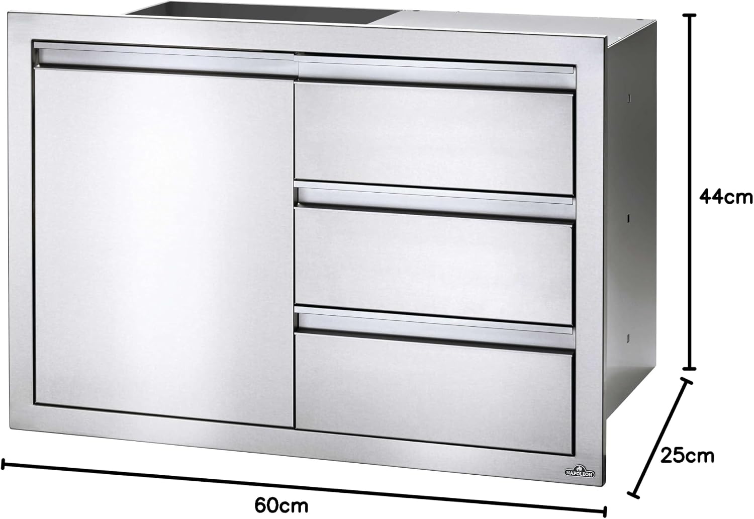Module encastrable 3 tiroirs + 1 Porte pour Cuisine d'extérieur