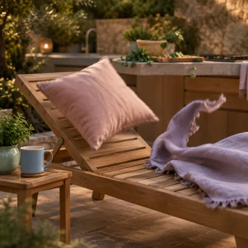 Élégance du bain de soleil en bois : sublimer la cuisine extérieure et le jardin terrasse