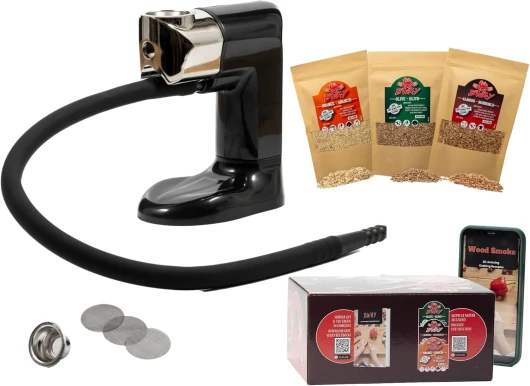BWAY Fumoir Portable - Pistolet à Fumer pour Fumoir à Froid - Gratuit 3 sciures pour fumoir, Pistolet à Fumer Portable, Pipe Fumage Professionnel idéal pour Fumoir viande, poisson, boisson Fumoir avec copeaux offerts