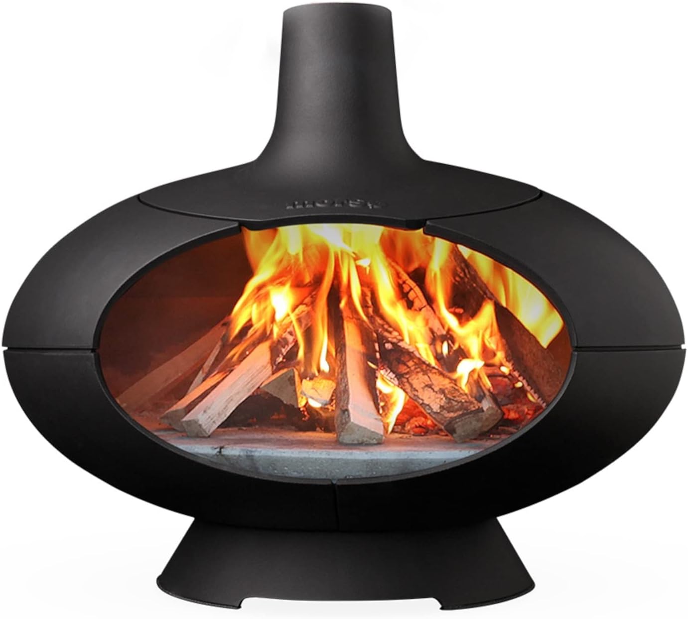Morsø Forno Four à Bois d'extérieur pour Cuisson Polyvalente, Barbecue et Fumage des Aliments, avec Pierre à Pizza, Design Rond avec Double revêtement en Fonte, Noir