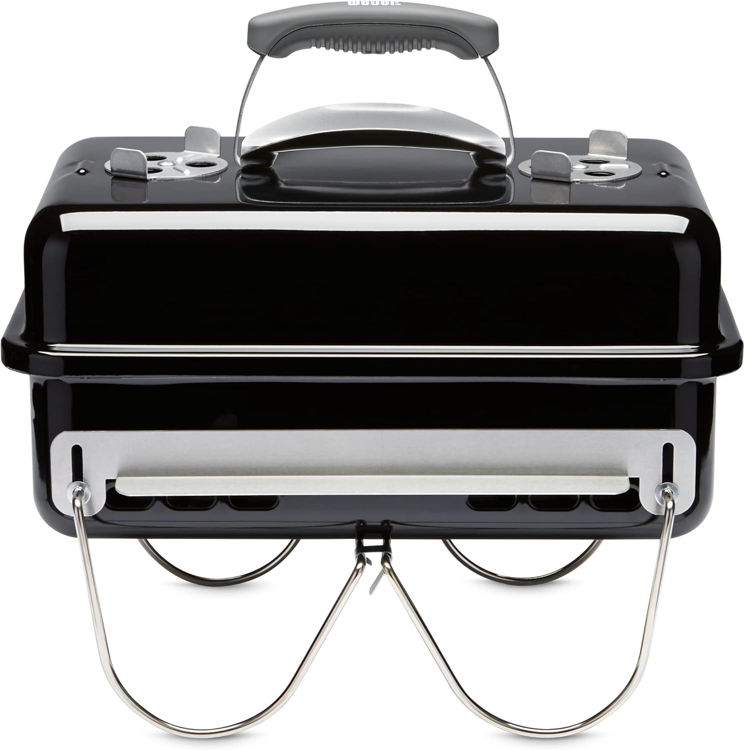 Barbecue au Charbon Go‑Anywhere/Portable, Pieds repliables, Design Compact pour Le Camping et Les Pique‑niques, revêtement Durable, contrôle du Flux d'air, Surface de Cuisson 42 x 26cm, Noir Version au charbon de bois