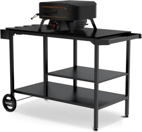 ® BBQ Station, Chariot de Cuisine extérieure sur Roues, étagère réglable 3 Niveaux pour Four à Pizza, Acier zingué thermolaqué, Charge Max 100 kg, 115 x 60 x 90 cm, Noir Station barbecue – 90×115×60 cm