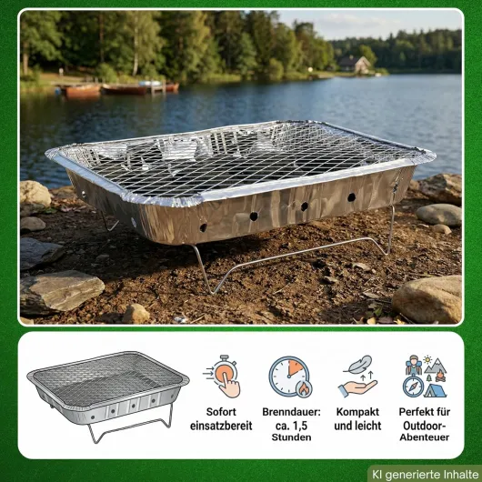 Lot de 10 barbecues au charbon de bois jetables I Démarrage rapide Barbecue instantané pour les déplacements, les festivals, les voyages, le barbecue, environ 1,5 heure de combustion – Avec