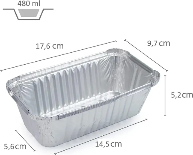 25 Barquettes en Aluminium Jetables avec Couvercle pour Transport de Nourriture - Congélation - Barbecue - Cuisson au four (480 ml) 480 ml Gris
