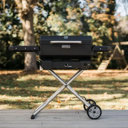 ® Barbecue à charbon portable et fumoir avec chariot Noir