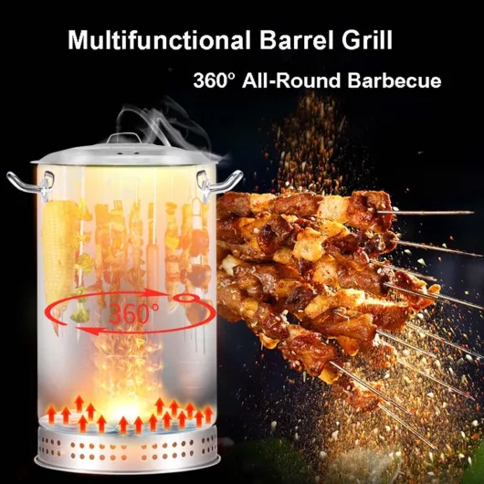 Barbecue Vertical à Charbon de Bois 15,7 Pouces, Barbecue Rond Multifonctionnel pour la Cuisine en Plein air.