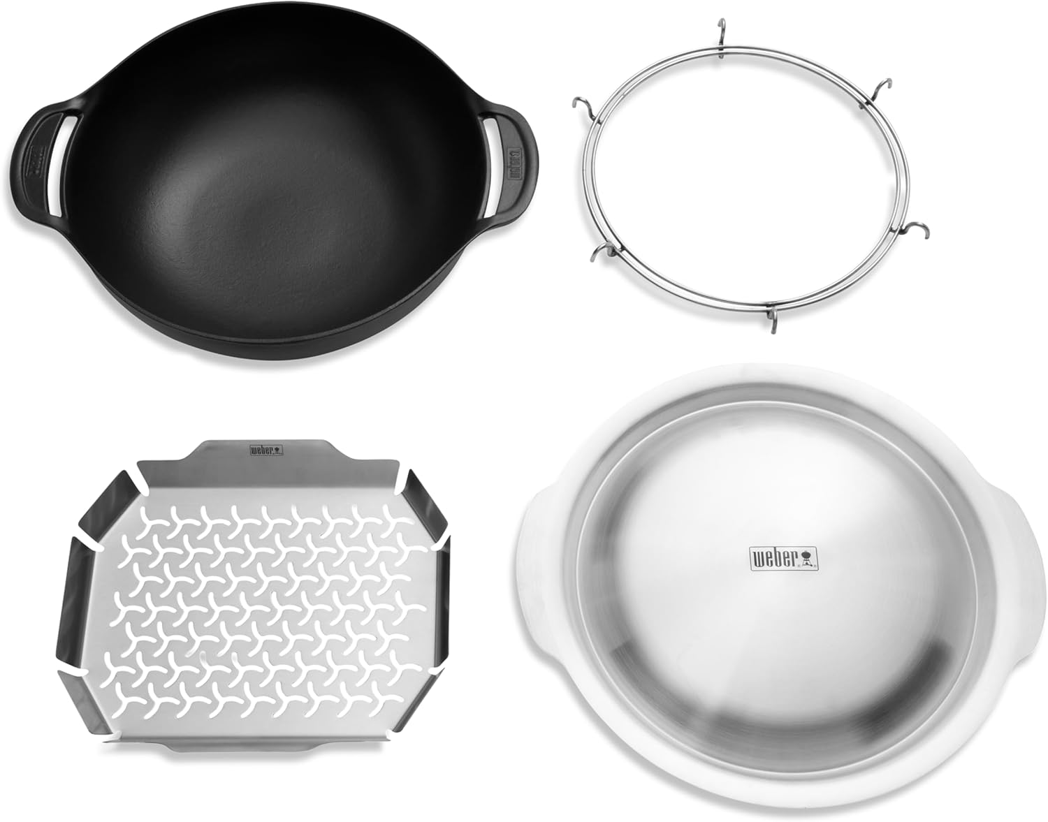 Crafted Wok & Panier Vapeur/Set 2-en-1 en Acier Inoxydable pour saisir et Cuire à la Vapeur des légumes, de la Viande ou du Poisson – Argent (7607)