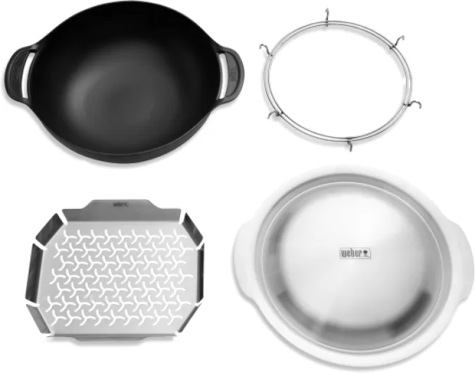 Crafted Wok & Panier Vapeur/Set 2-en-1 en Acier Inoxydable pour saisir et Cuire à la Vapeur des légumes, de la Viande ou du Poisson – Argent (7607)