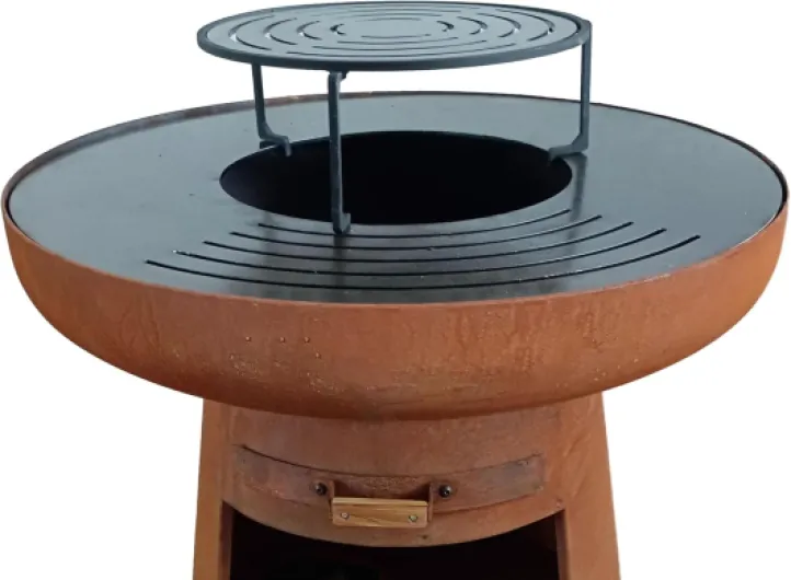 Barbecue en acier avec grille en acier inoxydable et fonction brasero - Barbecue Diamètre 60 cm, comprend couvercle étanche, tiroir cendrier et espace pour le bois de chauffage Rouge