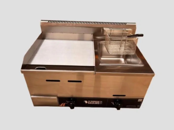 Plancha Gaz avec Friteuse, Combiné en Inox, 9400W, Butane/Propane