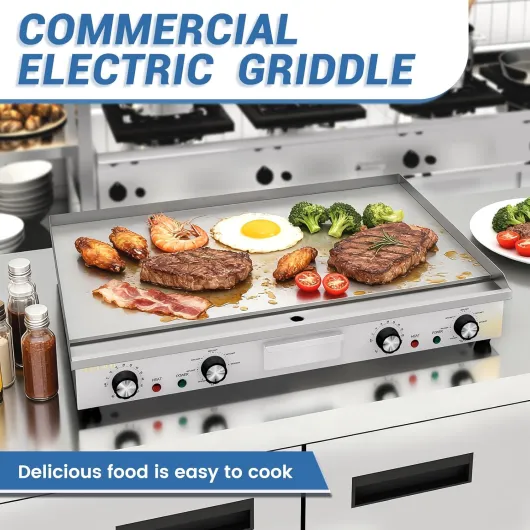 Plancha électrique,commerciale en acier inoxydable,73cm avec contrôle de température réglable,minuterie,barbecue (73 x 40 cm)