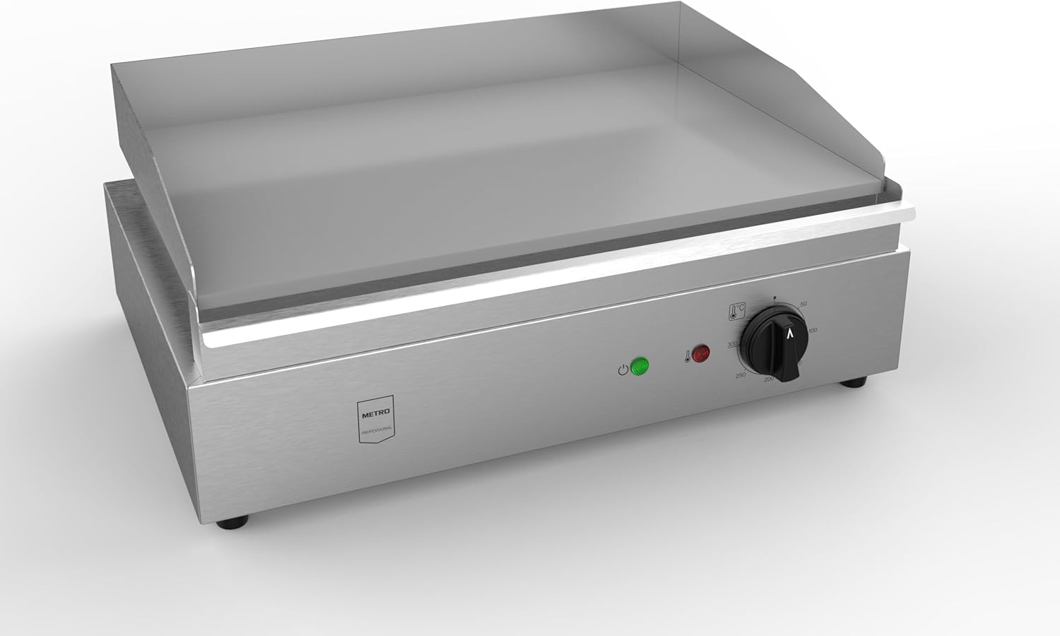 Plancha électrique GEG2101, inox, 55 x 41,7 x 24 cm, tiroir ramasse-jus amovible, Protection contre la surchauffe, argenté