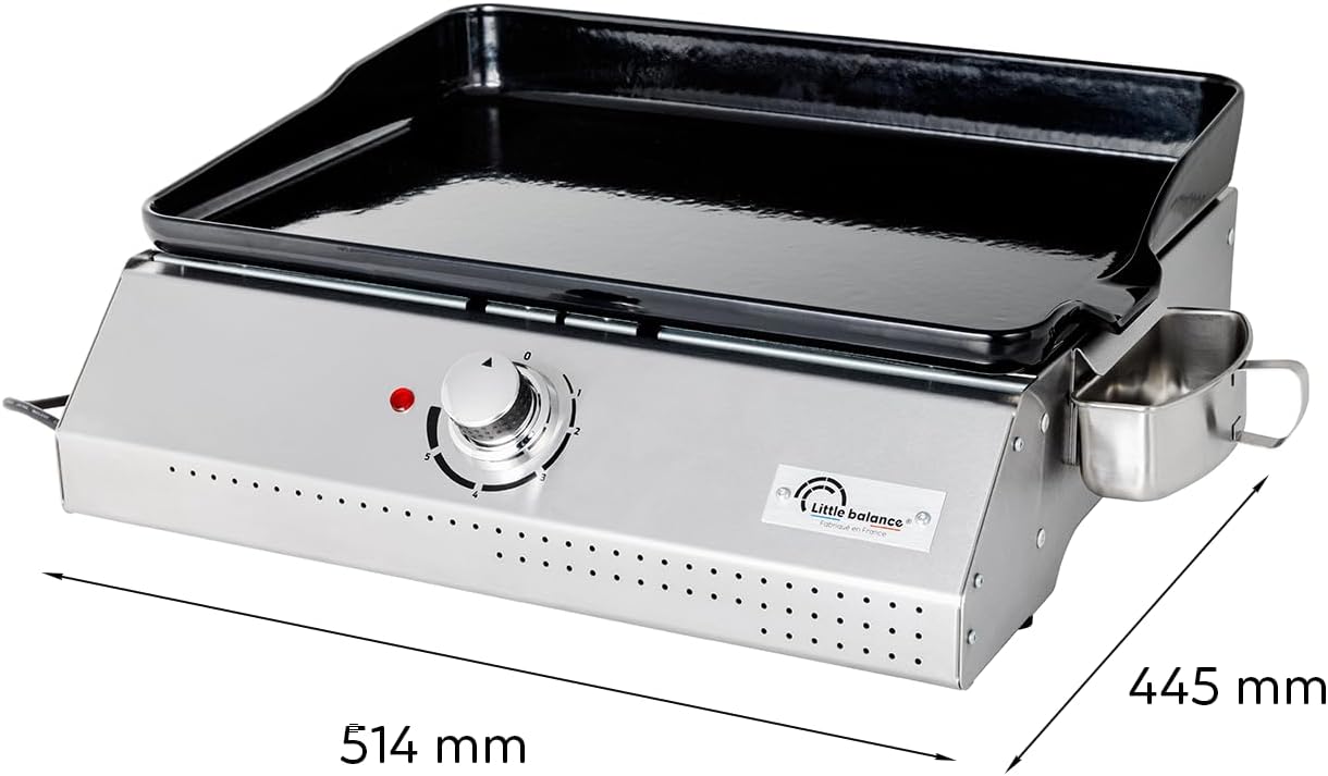 8713 Biscarosse 50-35, Plancha électrique, Plaque de cuisson Fonte émaillée XL, 2150 W, Fabrication 100% française, Inox