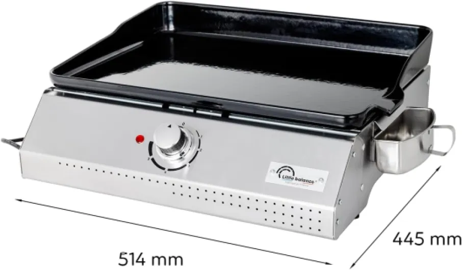 8713 Biscarosse 50-35, Plancha électrique, Plaque de cuisson Fonte émaillée XL, 2150 W, Fabrication 100% française, Inox