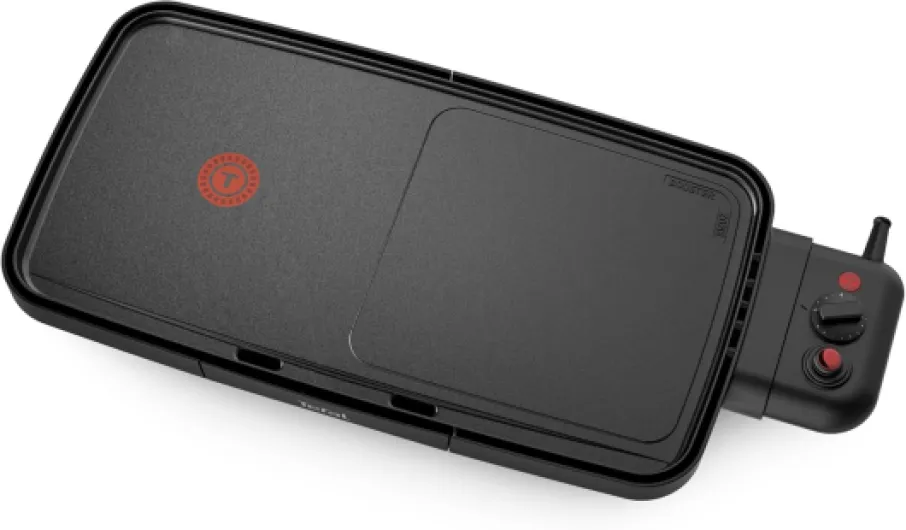 Booster Plancha électrique, 2200 W, 2 zones de cuisson, Revêtement antiadhésif, Thermostat réglable, Large surface de cuisson, Bac jus compatible lave-vaisselle CB642800 2200W 2 Zones