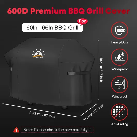 Zettum Housse de barbecue 170 cm - 7108 - Housse de barbecue Exterieur pour barbecue à gaz Summit 400 Series - Bâche de Protection imperméable - Housse pour Weber Summit 470, 420, 2022 Genesis S-325s, 170 x 68 x 119 cm