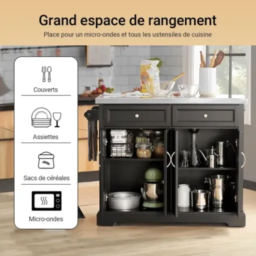 Test SoBuy FKW71-II-SCH : l’îlot de cuisine à roulettes qui fait vraiment gagner de la place