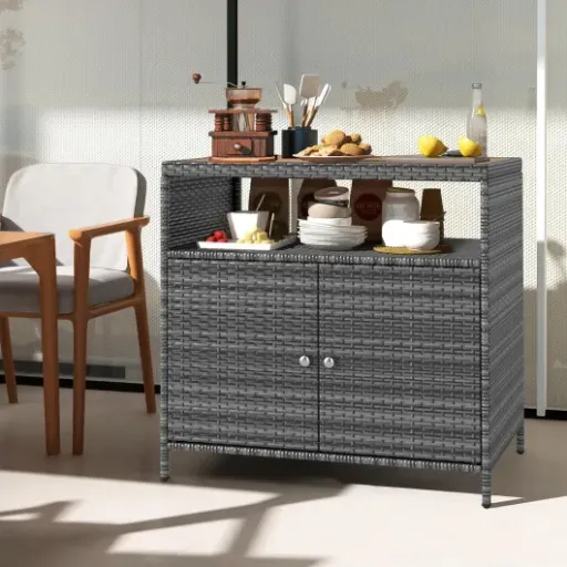 Test LIFEZEAL Buffet rotin PE 4 niveaux : le meuble d’appoint qui fait le job dedans comme dehors