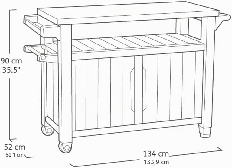 Desserte barbecue gris UNITY XL - 207 litres - 134 x 51.7 x 89.6 cm Graphite Unique