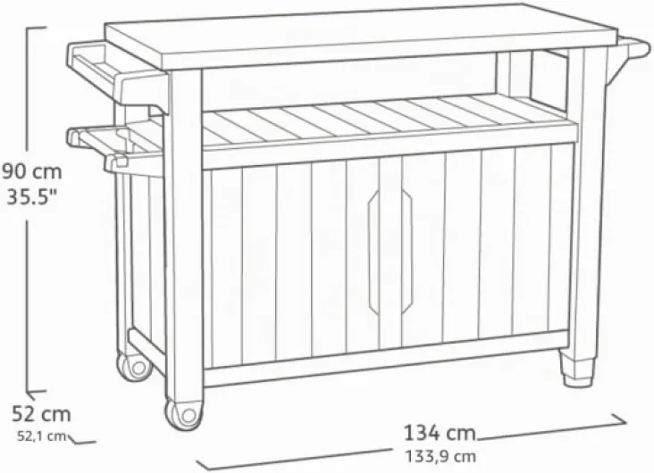 Desserte barbecue gris UNITY XL - 207 litres - 134 x 51.7 x 89.6 cm Graphite Unique