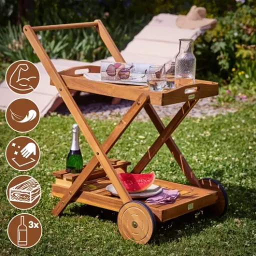 Test Casaria Desserte en bois d’acacia : le chariot de service qui fait le job sans chichi