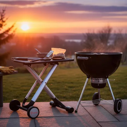 BBQ-Toro Table Pliante Chariot ,Table d'appoint en Aluminium avec Surface de Travail en métal pour Barbecue & Cuisine d'extérieur, Pliable pour Griller
