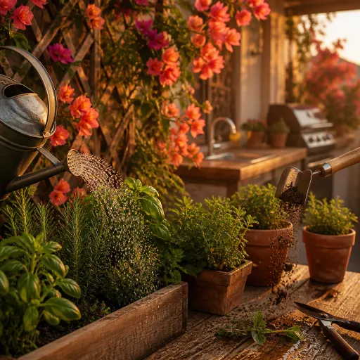 Plantes grimpantes, herbes aromatiques et jardinières : végétaliser sa cuisine extérieure