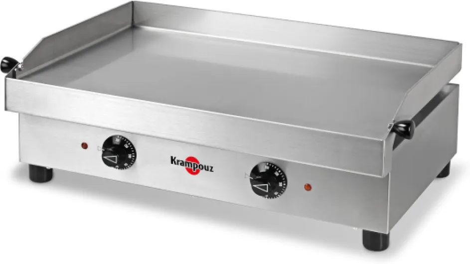 Plancha Électrique SAMBA - Plaque de Cuisson en Inox 54 x 33 cm - 2500 Watts - 2 Zones de Cuisson - 2 Thermostats jusqu'à 300 °C - Nettoyage Facile - Fabriquée en France - Réf PFSB2AA-KR Acier Électrique SAMBA - Plaque de Cuisson en Inox 54 x 33