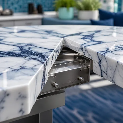 Élégance d’une table en marbre extensible pour sublimer la cuisine extérieure